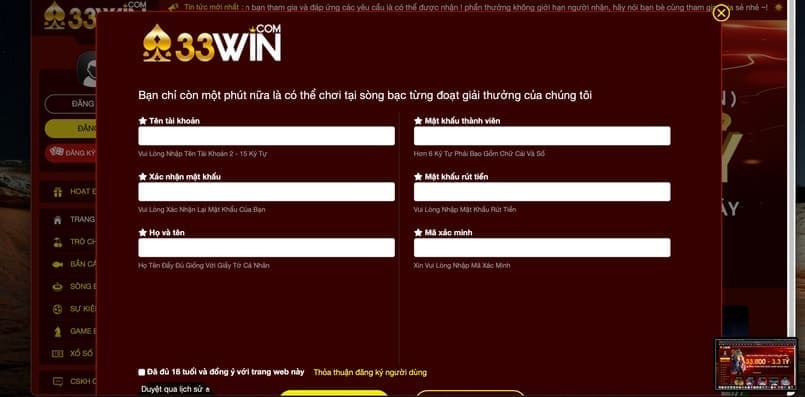 Hướng dẫn các bước đăng ký 33win chi tiết nhất 